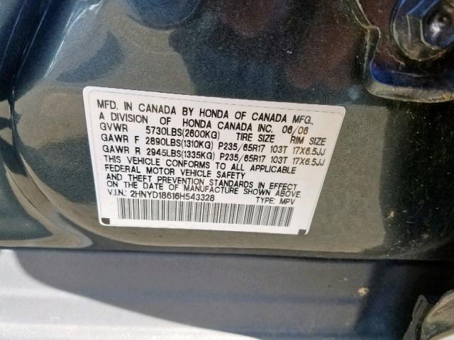 2HNYD18616H543328 - 2006 ACURA MDX TOURIN GRAY photo 10