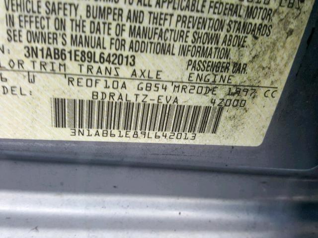 3N1AB61E89L642013 - 2009 NISSAN SENTRA 2.0 GRAY photo 10