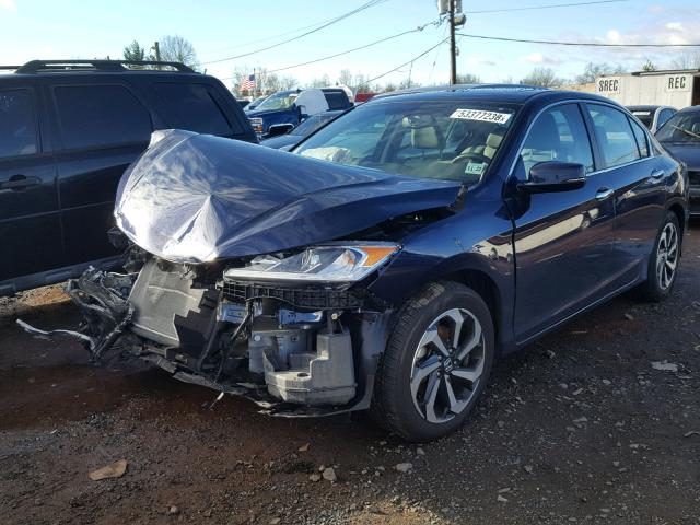 1HGCR2F83HA295873 - 2017 HONDA ACCORD EXL BLUE photo 2