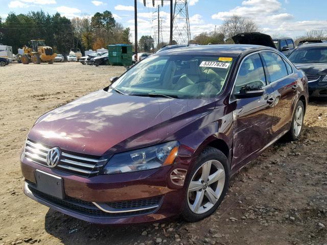 1VWBP7A33CC106237 - 2012 VOLKSWAGEN PASSAT SE BURGUNDY photo 2