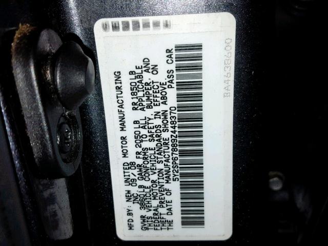 5Y2SP67889Z448370 - 2009 PONTIAC VIBE GRAY photo 10