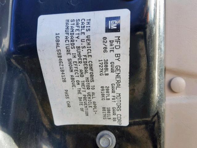 1G8AL58B46Z184128 - 2006 SATURN ION LEVEL GOLD photo 10