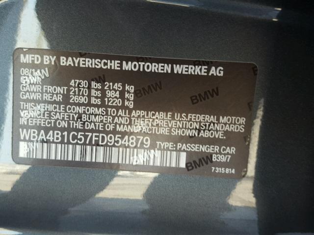 WBA4B1C57FD954879 - 2015 BMW 435 I GRAY photo 10