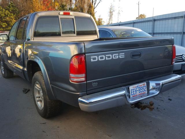 1B7HL48N92S541752 - 2002 DODGE DAKOTA QUA GRAY photo 3