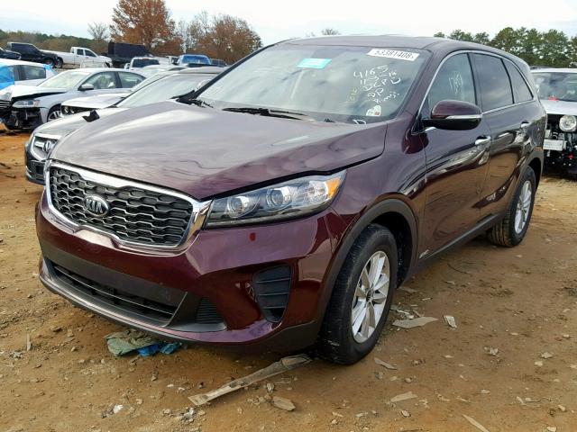 5XYPGDA50KG443645 - 2019 KIA SORENTO LX BURGUNDY photo 2