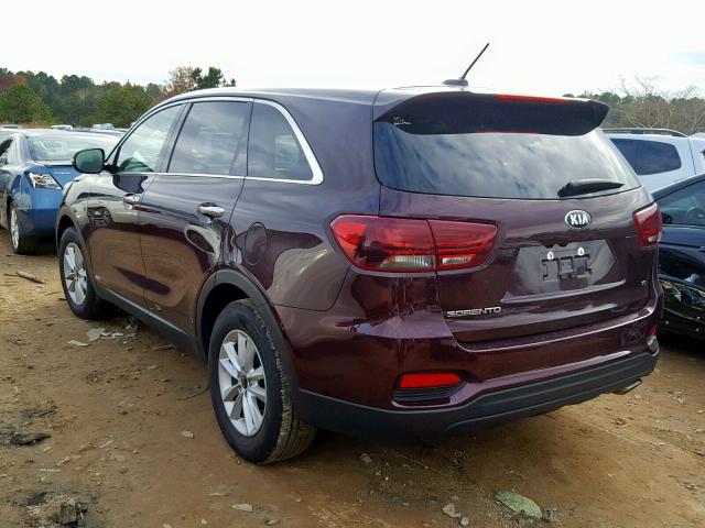 5XYPGDA50KG443645 - 2019 KIA SORENTO LX BURGUNDY photo 3