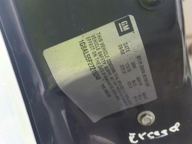 1G8AL55F27Z152349 - 2007 SATURN ION LEVEL WHITE photo 10