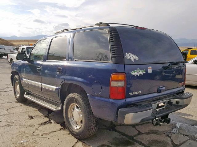 1GKEK13Z63J312178 - 2003 GMC YUKON BLUE photo 3