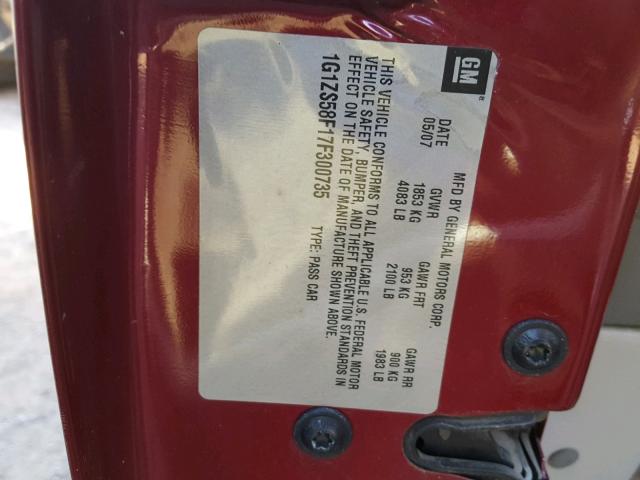 1G1ZS58F17F300735 - 2007 CHEVROLET MALIBU LS 勃艮第红 照片 10