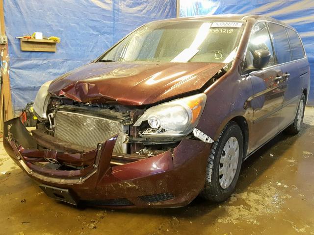 5FNRL3H23AB005072 - 2010 HONDA ODYSSEY LX MAROON photo 2