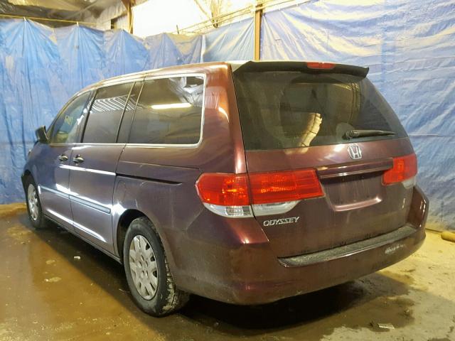 5FNRL3H23AB005072 - 2010 HONDA ODYSSEY LX MAROON photo 3