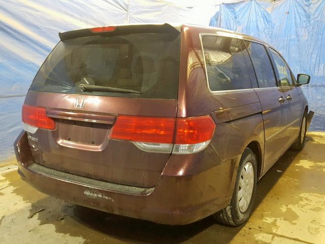 5FNRL3H23AB005072 - 2010 HONDA ODYSSEY LX MAROON photo 4