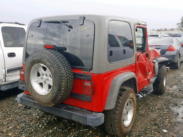 1J4FA49S54P772231 - 2004 JEEP WRANGLER / RED photo 4