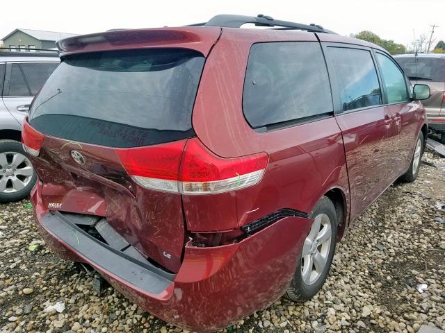 5TDKK3DC4BS042289 - 2011 TOYOTA SIENNA LE RED photo 4