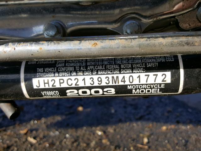 JH2PC21393M401772 - 2003 HONDA VT600 CD BLUE photo 10