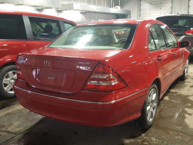 WDBRF92H47F859076 - 2007 MERCEDES-BENZ C 280 4MAT RED photo 4