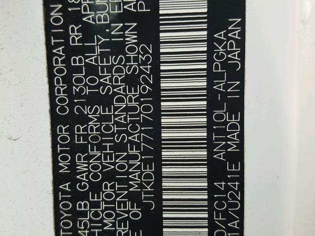 JTKDE177170192432 - 2007 TOYOTA SCION TC Ağ foto 10