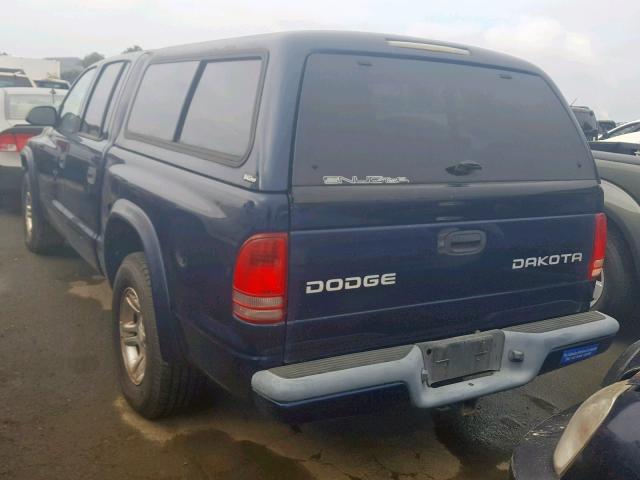 1D7HL38N54S690808 - 2004 DODGE DAKOTA QUA BLUE photo 3