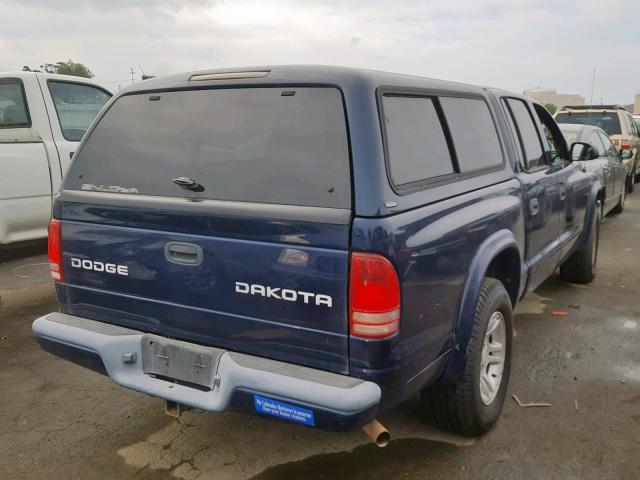 1D7HL38N54S690808 - 2004 DODGE DAKOTA QUA BLUE photo 4