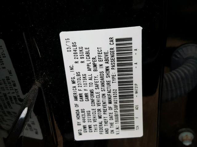 19UUB1F58FA018352 - 2015 ACURA TLX TECH BLACK photo 10