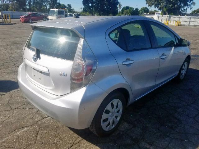 JTDKDTB3XC1021801 - 2012 TOYOTA PRIUS C SILVER photo 4