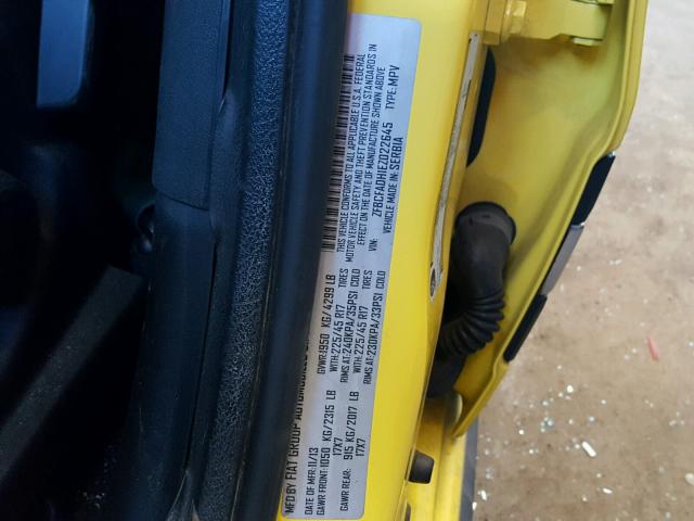 ZFBCFADH1EZ022645 - 2014 FIAT 500L TREKK YELLOW photo 10