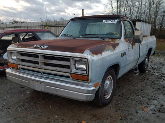 1B7HD24T8HS421598 - 1987 DODGE D-SERIES D BLUE photo 2