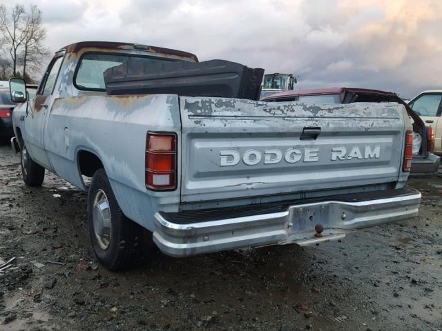 1B7HD24T8HS421598 - 1987 DODGE D-SERIES D BLUE photo 3