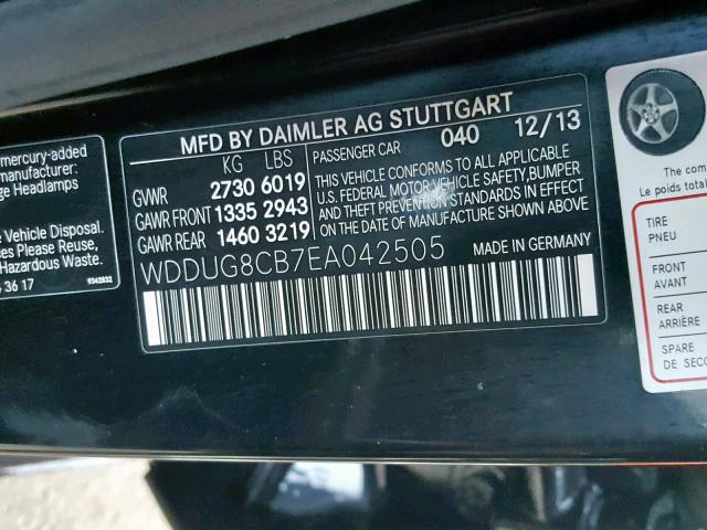 WDDUG8CB7EA042505 - 2014 MERCEDES-BENZ S 550 BLACK photo 10