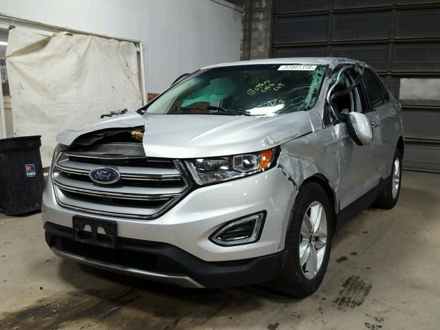 2FMPK4J85HBB29832 - 2017 FORD EDGE SEL SILVER photo 2