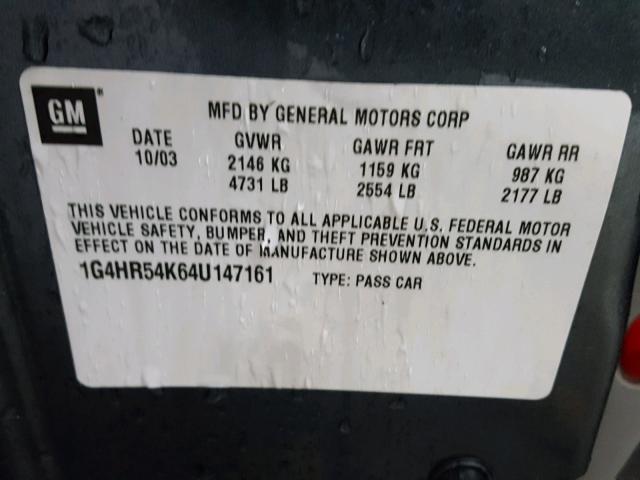 1G4HR54K64U147161 - 2004 BUICK LESABRE LI GRAY photo 10