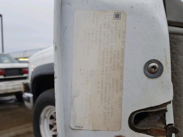 1GNGK26N9NJ332101 - 1992 CHEVROLET SUBURBAN WHITE photo 10