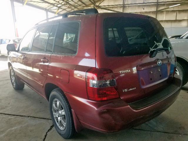 JTEEP21A440033492 - 2004 TOYOTA HIGHLANDER BURGUNDY photo 3