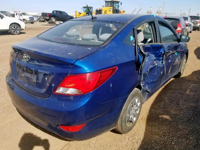 KMHCT4AE4GU968011 - 2016 HYUNDAI ACCENT SE BLUE photo 4