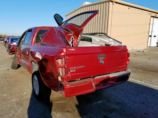 1D7HE48K57S123234 - 2007 DODGE DAKOTA QUA RED photo 3