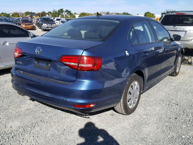 3VW2K7AJ0FM273199 - 2015 VOLKSWAGEN JETTA BASE BLUE photo 4