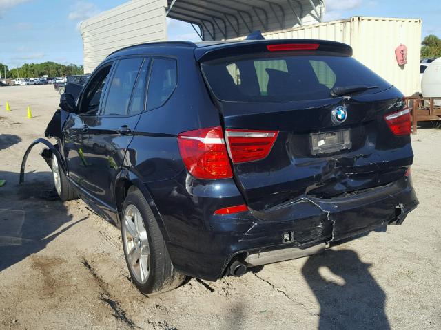 5UXWX7C59DL977274 - 2013 BMW X3 XDRIVE3 BLACK photo 3