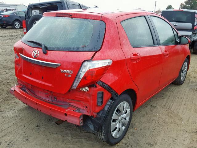 JTDKTUD38ED577564 - 2014 TOYOTA YARIS RED photo 4