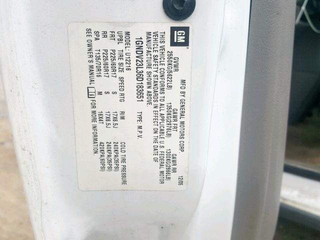 1GNDV23L36D183651 - 2006 CHEVROLET UPLANDER L Ağ foto 10