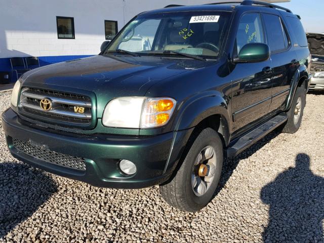 5TDBT48A11S052336 - 2001 TOYOTA SEQUOIA LI GREEN photo 2