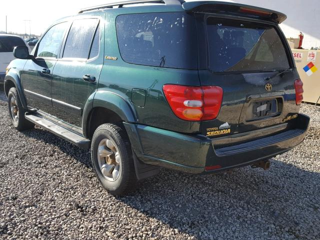 5TDBT48A11S052336 - 2001 TOYOTA SEQUOIA LI GREEN photo 3