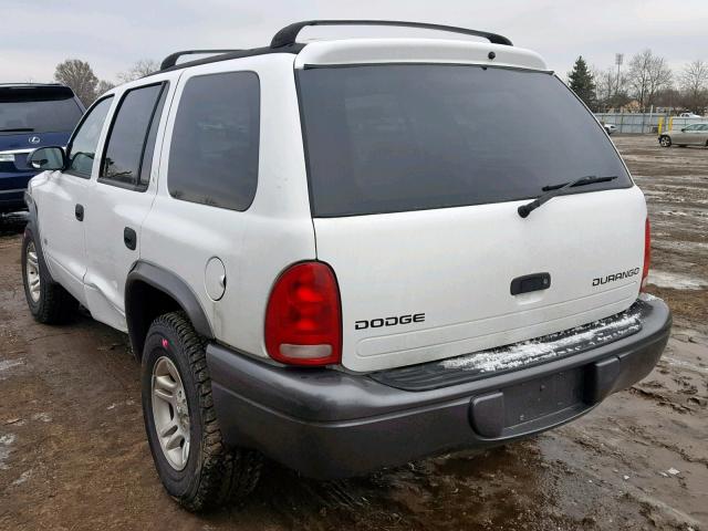 1B4HS38N52F193029 - 2002 DODGE DURANGO SP WHITE photo 3