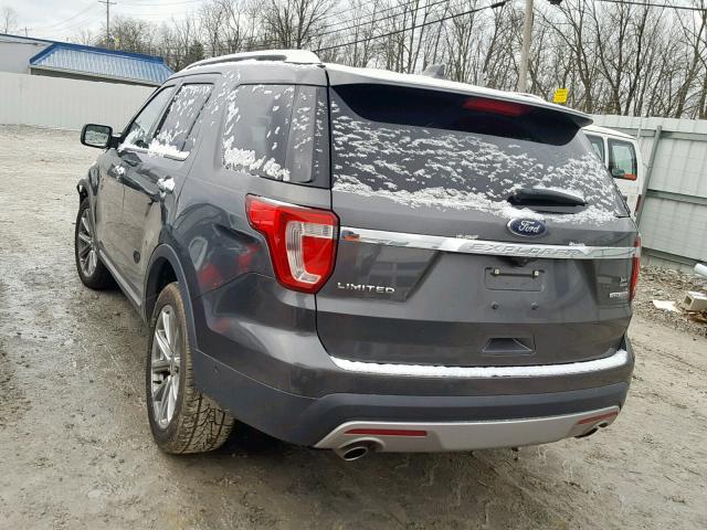 1FM5K7F83GGB09605 - 2016 FORD EXPLORER L GRAY photo 3