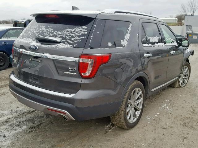 1FM5K7F83GGB09605 - 2016 FORD EXPLORER L GRAY photo 4