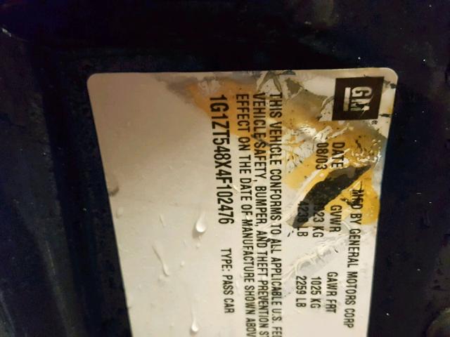 1G1ZT548X4F102476 - 2004 CHEVROLET MALIBU LS 蓝色 照片 10