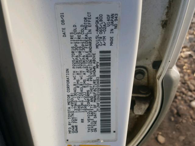 JTJHF10U210233483 - 2001 LEXUS RX 300 WHITE photo 10