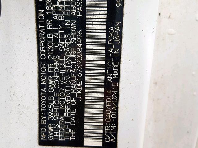 JTKDE167X90284496 - 2009 TOYOTA SCION TC Ağ foto 10