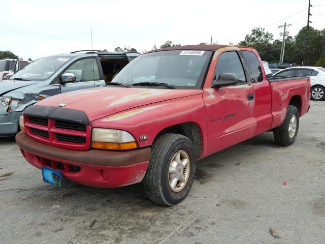 1B7GL23X5VS162230 - 1997 DODGE DAKOTA RED photo 2