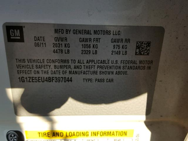 1G1ZE5EU4BF397044 - 2011 CHEVROLET MALIBU LTZ 白色 照片 10