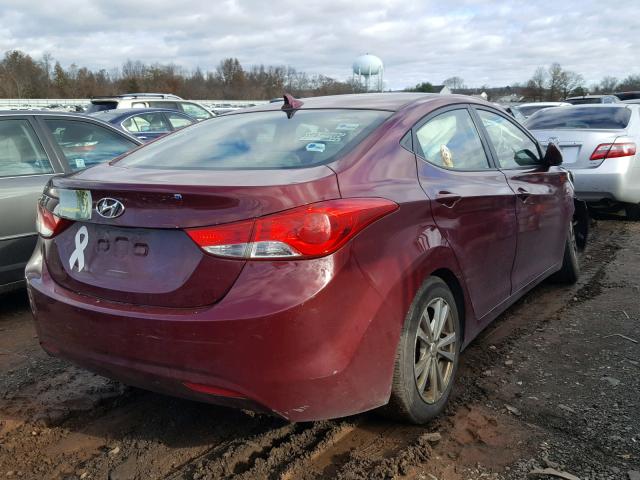 5NPDH4AE1CH099463 - 2012 HYUNDAI ELANTRA MAROON photo 4